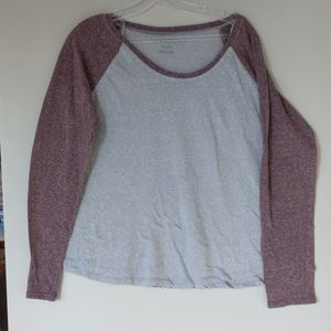 Grey/maroon Long sleeve top